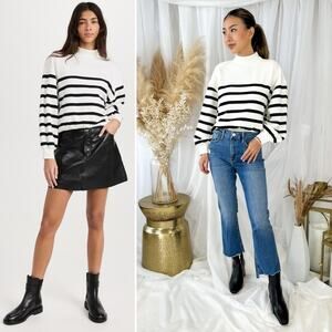 Frame Denim Striped Mock Neck Sweatshirt